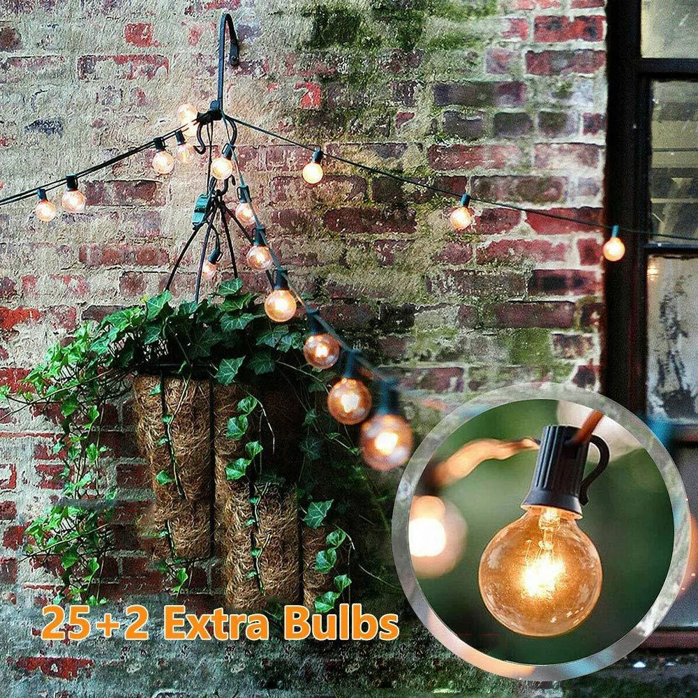 Guirnalda de luces impermeables para exteriores, Bombilla de globo G40 de 25 pies, luces de jardín de hadas de Navidad para Patio, decoración de fiesta de boda, nuevo