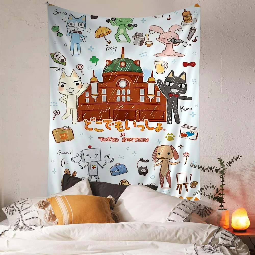 Cartoon Inoue toro Cute Hanging Bohemian Tapestry Indian Buddha Wall Decoration Witchcraft Bohemian Hippie Cheap Hippie Wall