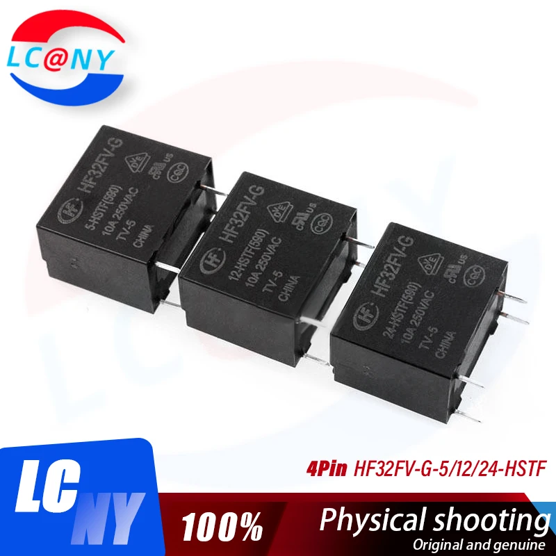 5Pcs New Original HF HF32FV-G-5-HSTF HF32FV-G-12-HSTF HF32FV-G-24-HSTF 10A DC5V 5V 12V 24V Power Relay