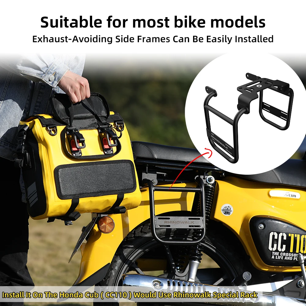 Rhinowalk Motorcycle Side Bag 15L Quick Release Waterproof Motorcycle Saddle Bags Shoulder Bag Motor Storage Pack Accessories