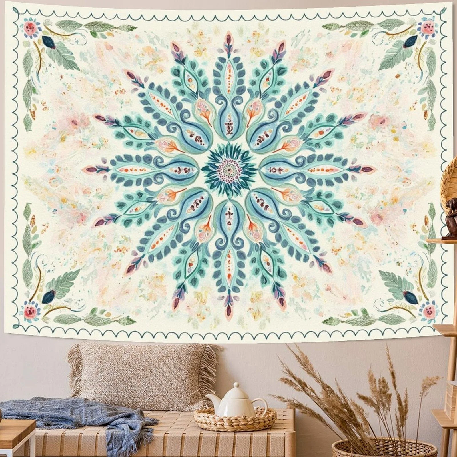 Large Boho Mandala Tapestry Wall Decor Polyester Bohemian Moroccan Tribal Hanging for Living Room Bedroom Nursery Ethnic Art Pri