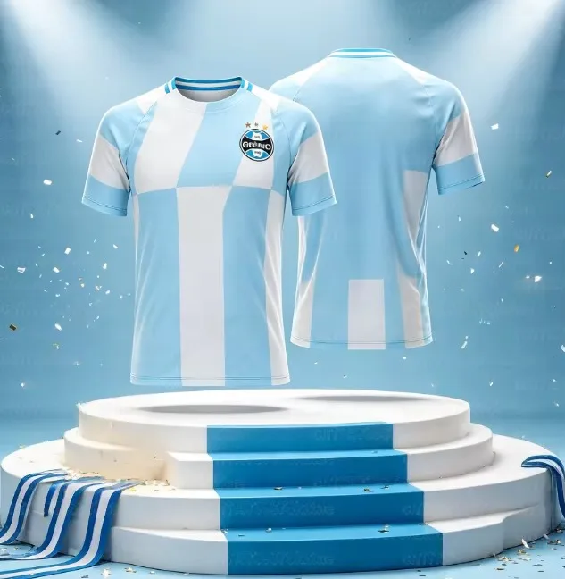 Gremio Soccer Jersey 2026‑2027 Season Blue Black White Vertical Stripe Short Sleeve Football Shirt Men Fan Sport Family Matching