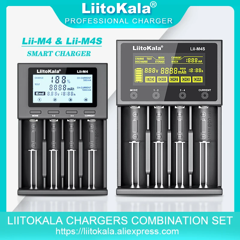 1-5PCS LiitoKala Lii-M4 Lii-M4S 18650 Rechargeable Battery Smart Charger 1.2V AA AAA 3.7V 26650 18350 21700 18500 14500 16340