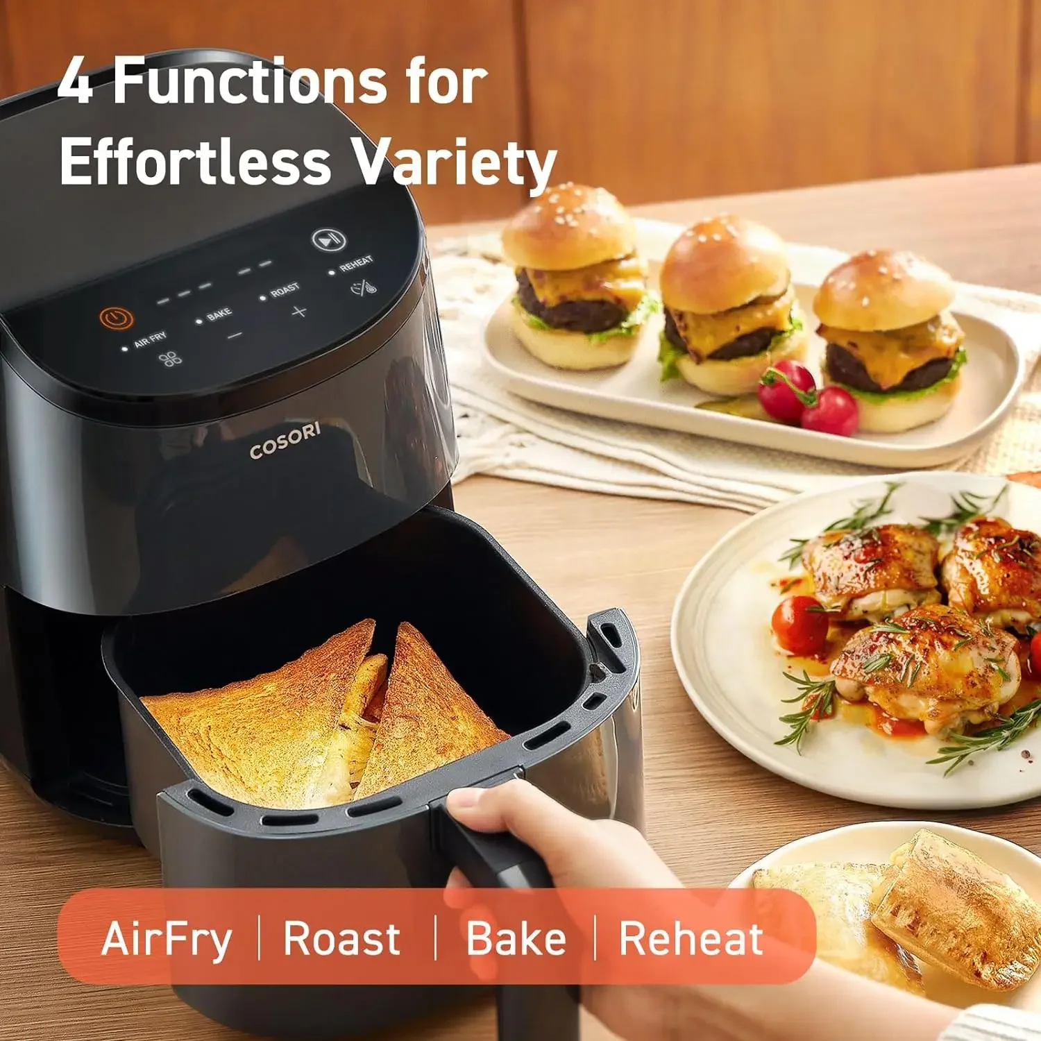 NEW Mini Air Fryer 2.1 Qt, 4-in-1 Small Airfryer, Bake, Roast, Reheat, Space-saving & Low-noise, Nonstick and Dishwasher Safe