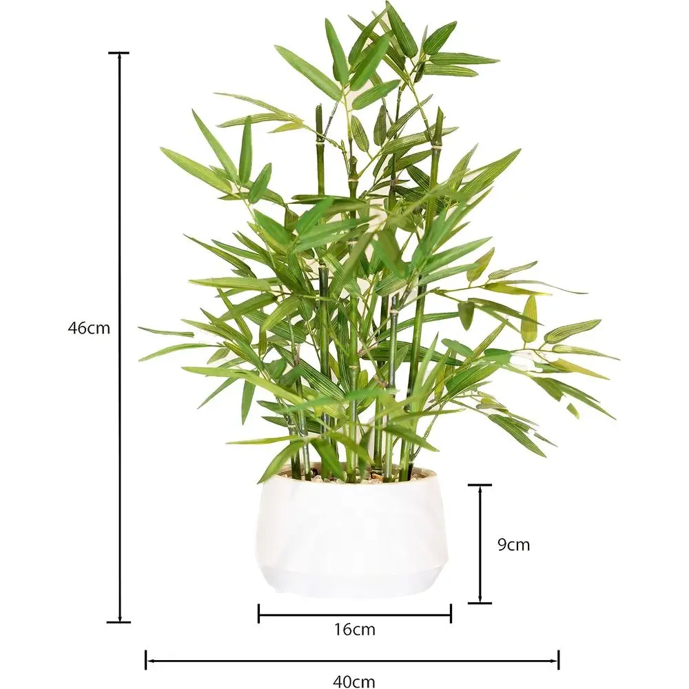 Blooming Decor 18 inch Tall White Potted Artificial Bamboo Plant - Luxury Artificial Bamboo Tree in White Pot for Home, Office,