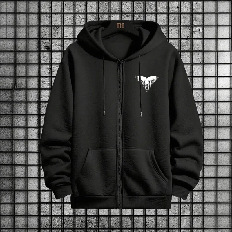 Ancient Viking Raven Print Hoodie Sweatpants Autumn Winter Daily Casual Sporty Jogger Set Urban Fashion Men's Zipper Tracksuit