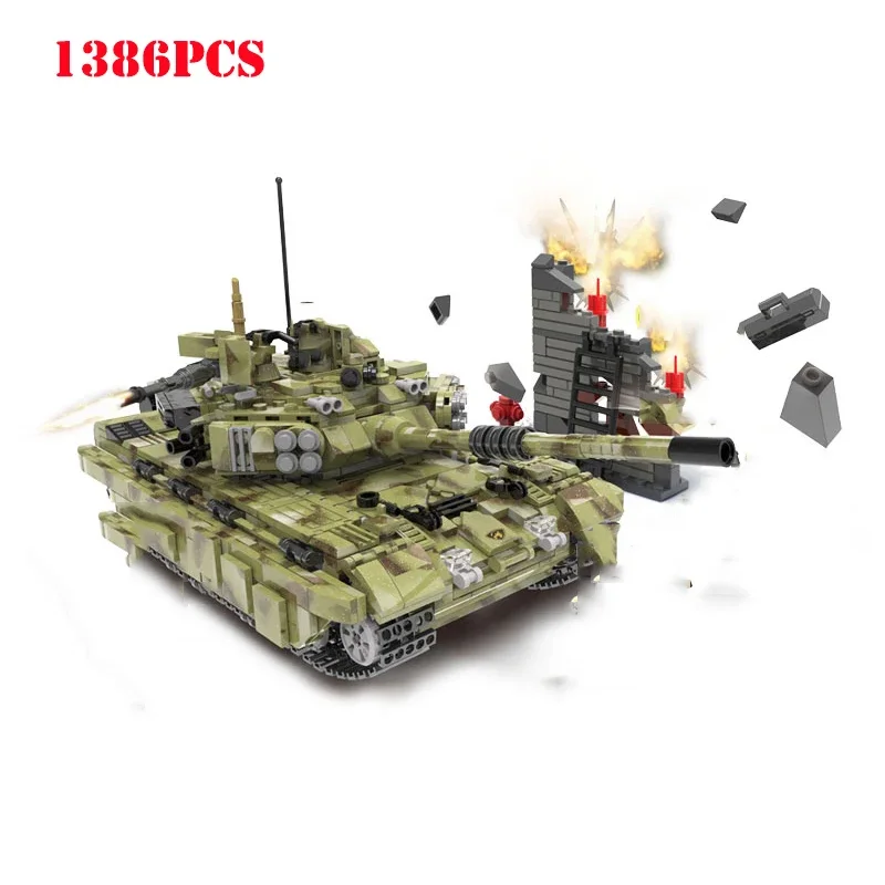 Army T90 Panzer Tiger Tank Building Blocks Compatible Technical Classic Military War Weapons Bricks Kid Educational Boy Toy Gift