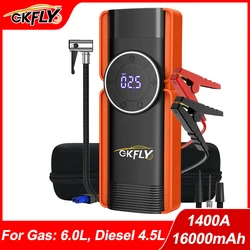 GKFLY Jump Starter 4 in 1 Pump Air Compressor 1400A Power Bank 12V Digital Tire Inflator 150PSI Emergency Battery Booster