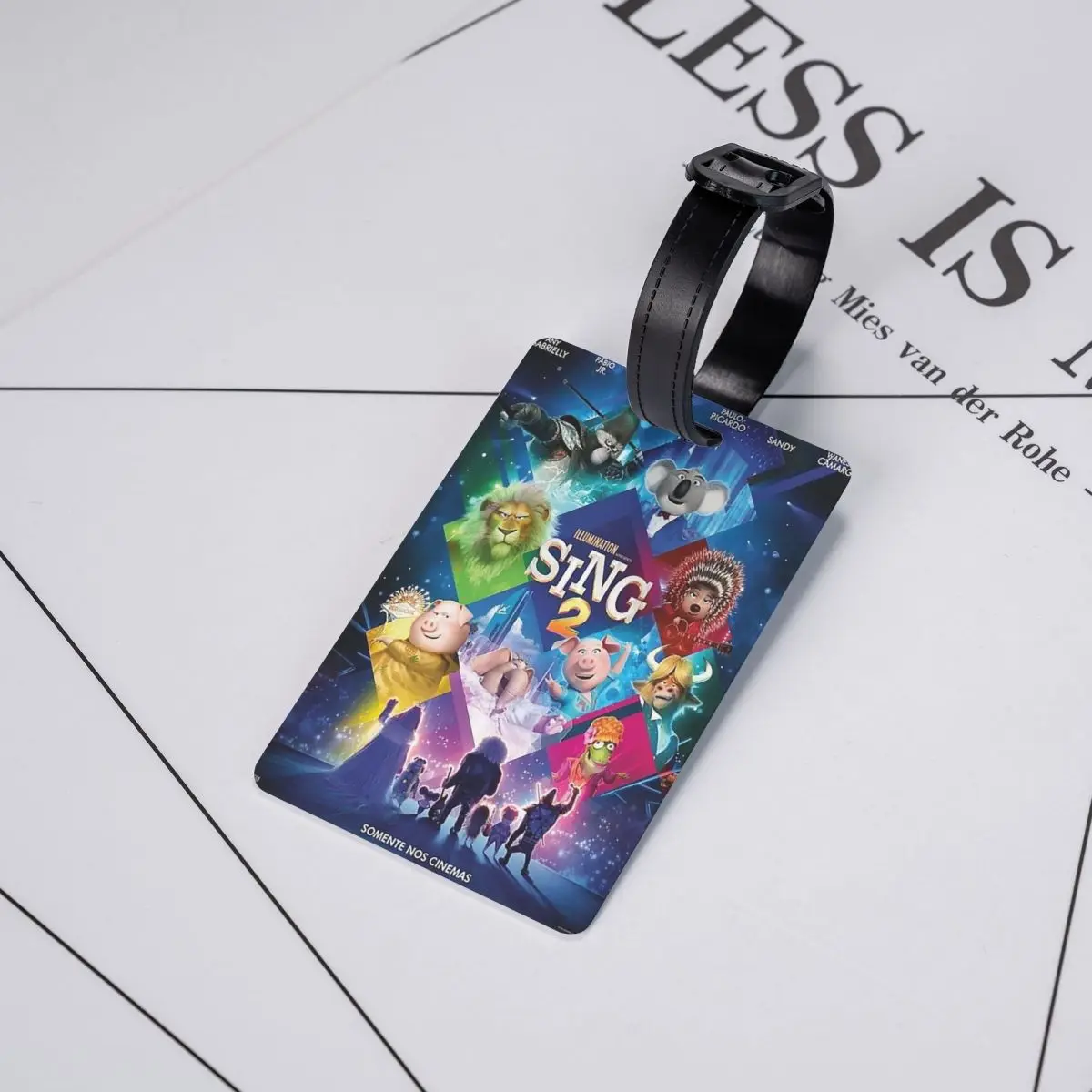 فيلم الغناء 2 علامات الأمتعة حقيبة الملحقات السفر المحمولة الأمتعة الصعود علامة التسمية حامل معرف اسم العنوان