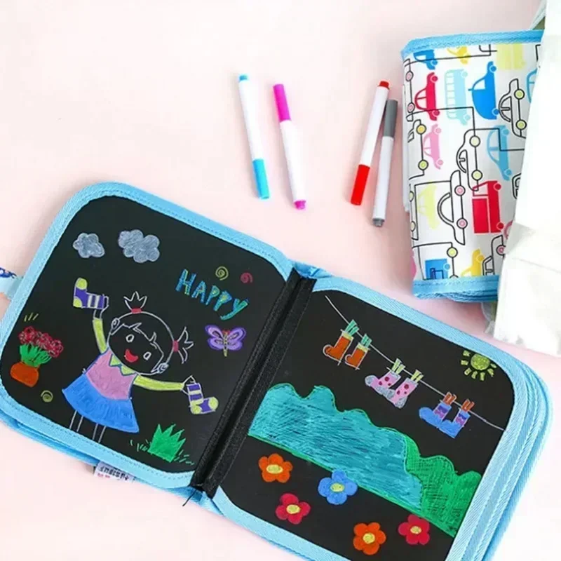 6 Pages Children Portable Drawing Book Magic Blackboard Coloring Books Erasable Writing Board Multi-functional Drawing Board