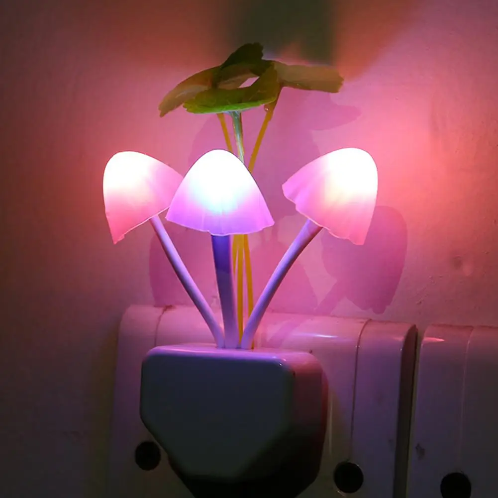 Sensor Led Night Light Color Changing Plug-in LED Mushroom Wall Dream Decor Kids Home Light Lamps Adults Lamp Bed Bedroom R6S4