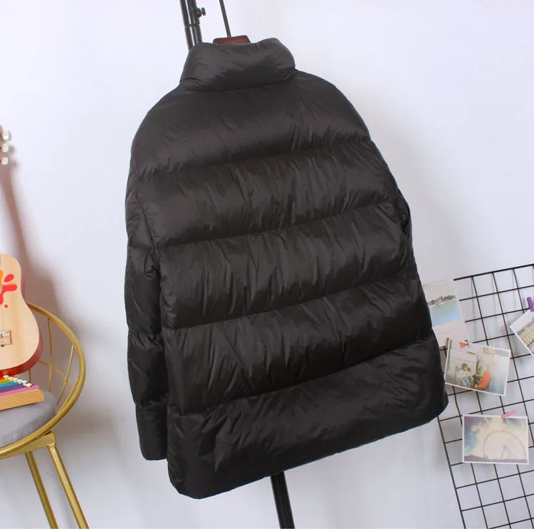 Schinteon Women Ultralight 90% White Duck Down Jacket Stand Collar Coat Casual Loose Winter Outwear High Quality 8 Colors