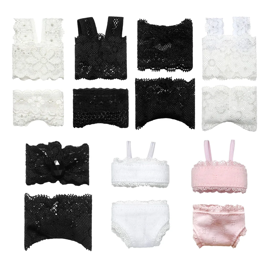 1 conjunto de cuecas de sutiã de renda macia para boneca de 30cm 1/6 calcinhas para bonecas blythe 1/6 bjd top underpant para casa de bonecas brinquedo infantil