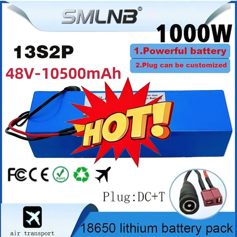 13S2P 48V 10.5Ah 18650 Lithium Ion Battery For Electric Scooter M365 1000W With Built-In BMS XT60+DC /T+DC Plug Belttery