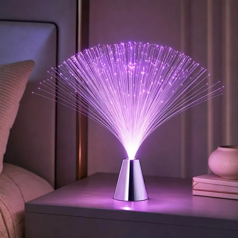 Mini Fiber Optic Nightlight Lamp Battery-Operated Sensory Color-Changing Night Light Star Effect Tips 7 Vibrant Colors for Kids