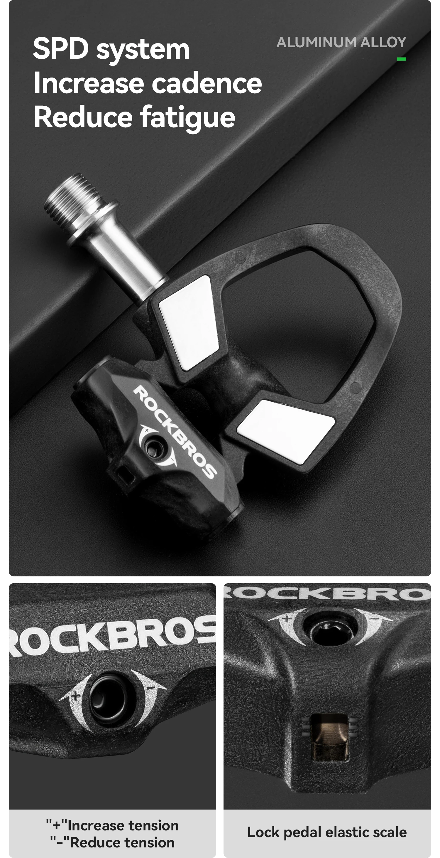 ROCKBROS Rennrad-Sperrpedal aus Carbonfaser, leichtes, schnelleres selbstsicherndes Pedal, SPD-Sperrpedal aus Aluminiumlegierung mit Sperrkappen – Detail 5