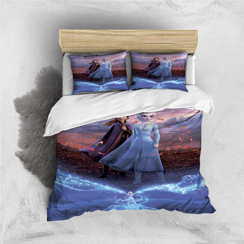 Imagem -05 - Conjunto de Cama Disney Cartoon com Fronha Frozen Elsa Print Capa para Crianças Adultos Rei Rainha Tamanho Completo Gêmeo Peças