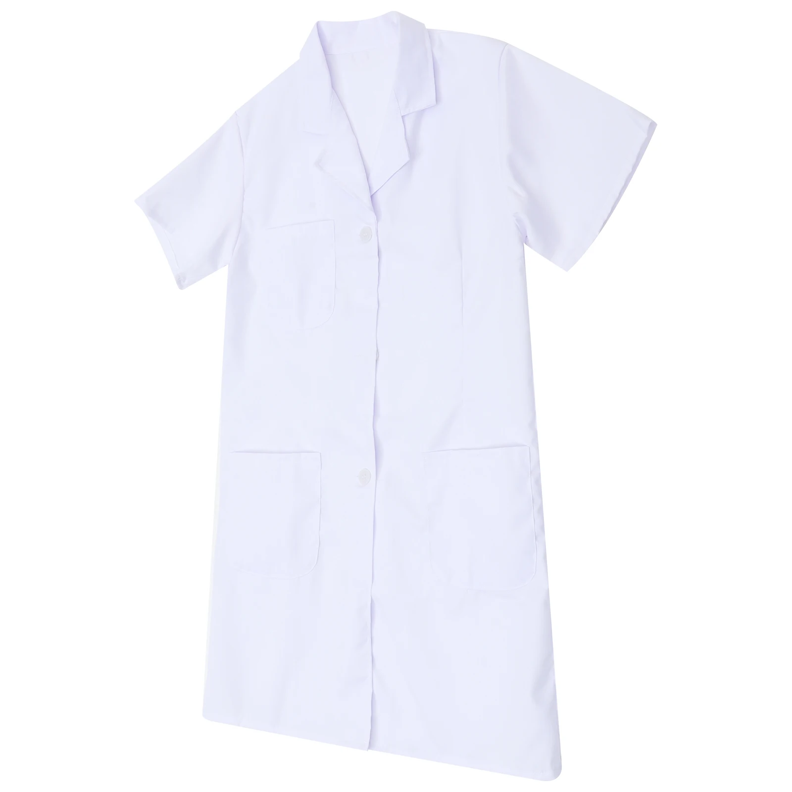 

Short Sleeve Nurse Dress Women's Uniform White Cotton Blend Comfortable Fit for Nursing Beauty Salon Use Size L