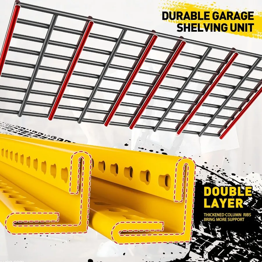 وحدة رفوف معدنية شديدة التحمل من 5 طبقات مع سعة تحميل 3000 رطل لتخزين مستودع الطابق السفلي وارتفاع قابل للتعديل والمنتجعات الصحية #4