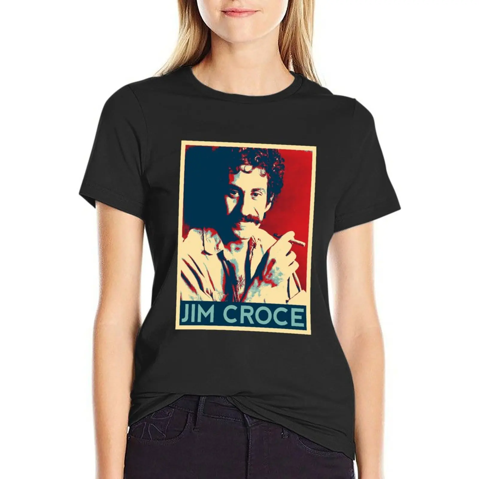 Jim Croce Pop Art Vintage Gift Fan T-Shirt Aesthetic clothing tees summer tops cropped t shirts for Women