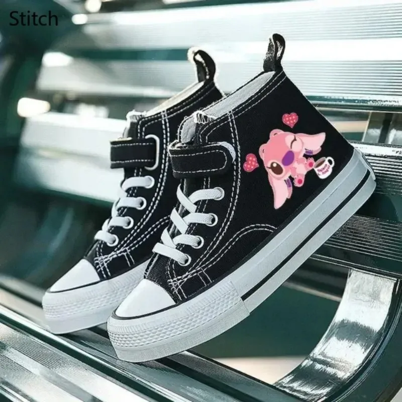 High-top Sport Boys Kids Lilo Stitch Comfort Shoes Children Disney Print Lovely Girl Casual Cartoon Canvas Shoes Tennis Shoes 61