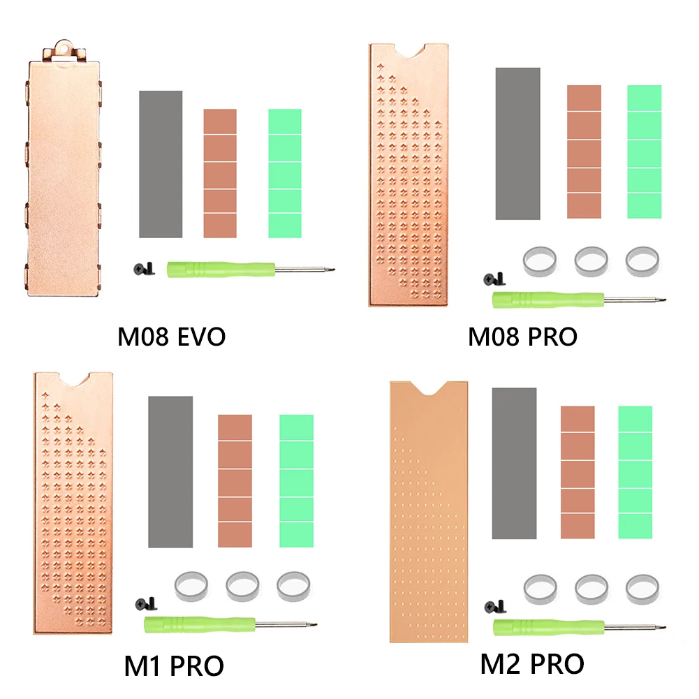 Radiador cooler ssd de cobre com almofada térmica de silicone ssd, dissipador de calor para laptop e desktop 0.8mm/1mm/2mm para m.2 2280 ssd