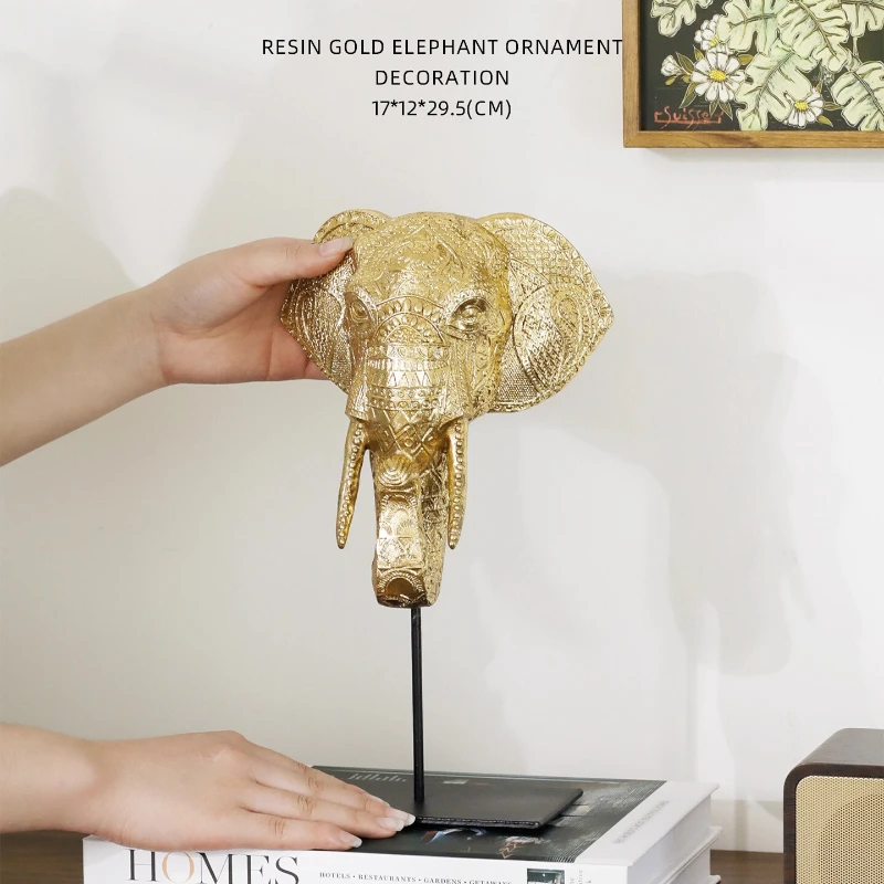 

Home Decoration Lucky Golden Statue Art Ornament Living Room Entrance Office Elephant Statue Crafts Creative decoration Gifts