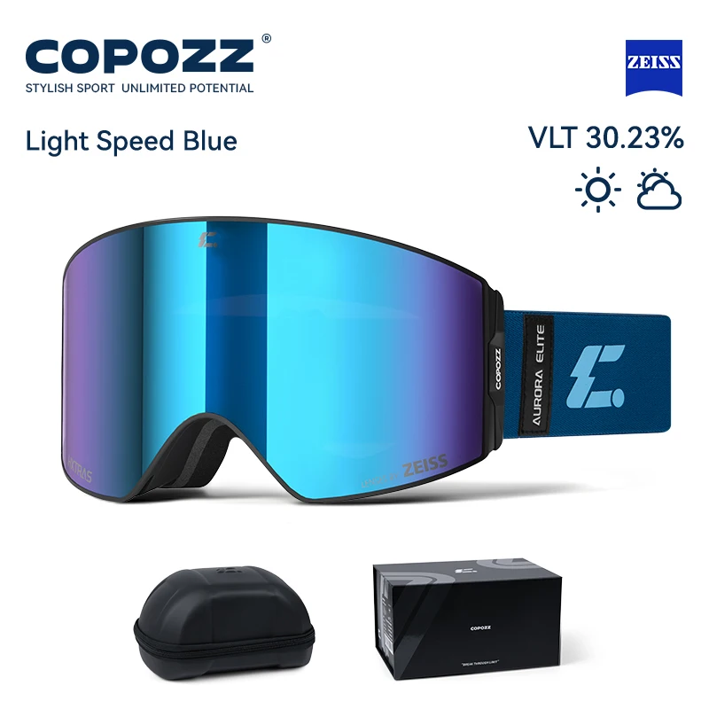 

COPOZZ 2025 ZEISS HD Lens Профессиональные лыжные очки Модернизированные магнитные быстросменные двухслойные противотуманные очки UV400 для снега