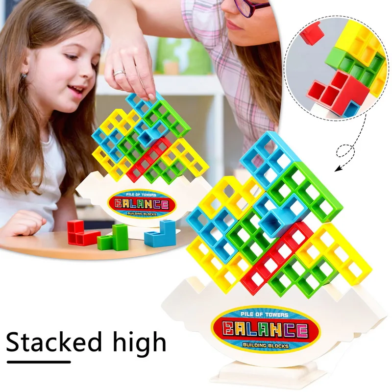 

Tetra Tower Game Stacking Blocks Stack Building Blocks Balance Puzzle Board Assembly Bricks Educational Toys for Children Adults