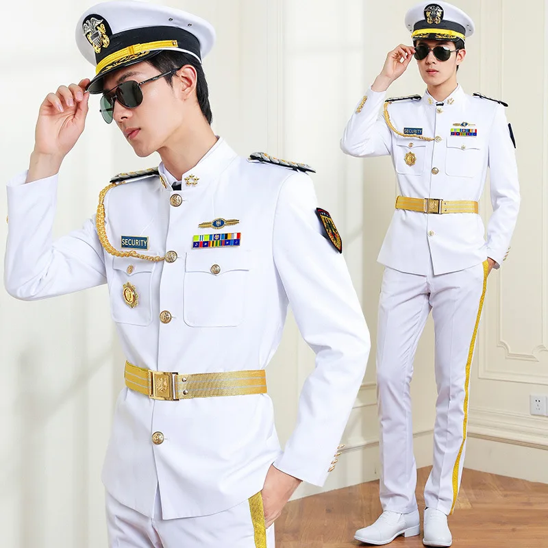 

New Security Uniform Image Post Coat White Standing Collar Property Sales Department Uniform Concierge Set