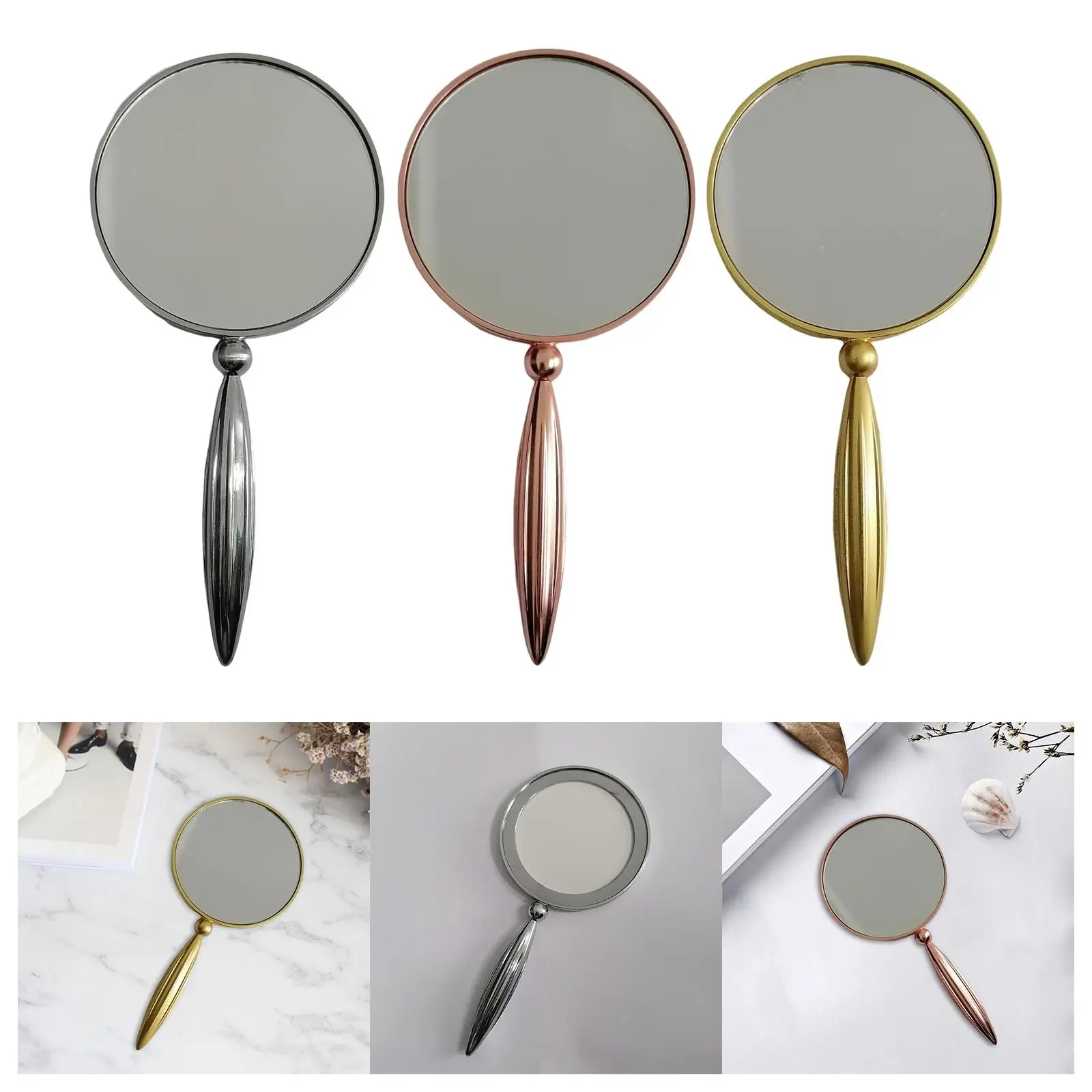 Retro Style Handheld Mirror Hand Held Large Viewing Beauty Salon Cosmetic
