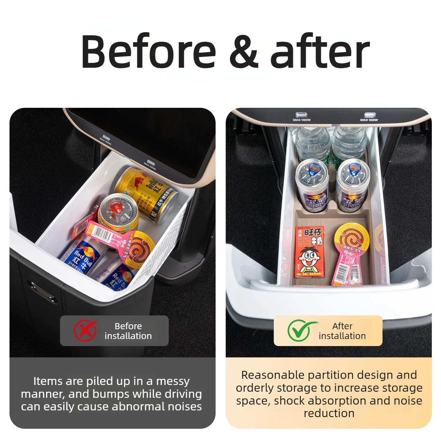 For Zeekr 8X 2026 Refrigerator Silicone Mat Rear Cup Holder Non Slip Pad Auto Interior Accessories