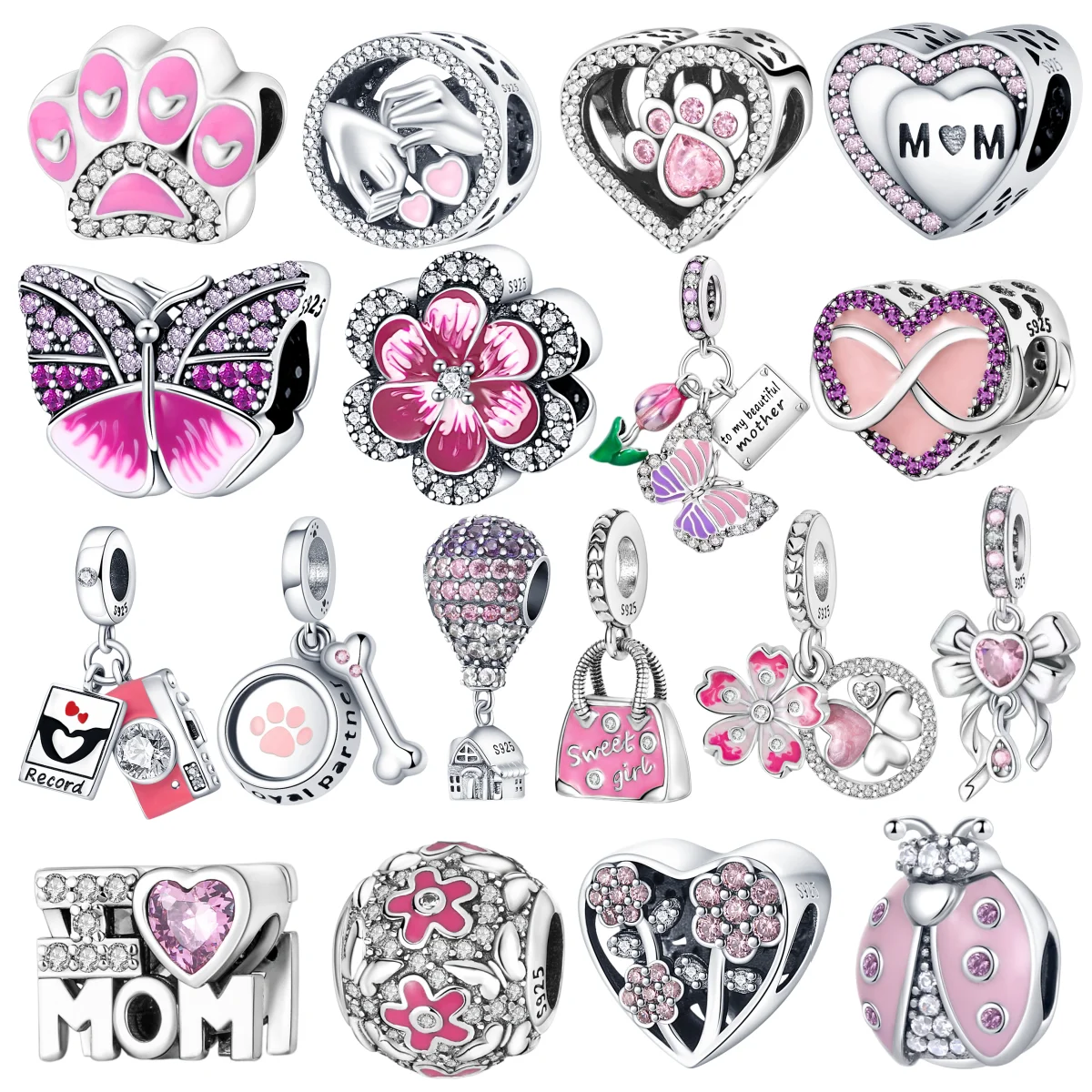 Modische 925 Silber Bunte Schmetterling Libelle Kolibri Frühlingsserie Charms Perlen Passend für 925 DIY Armband Schmuck