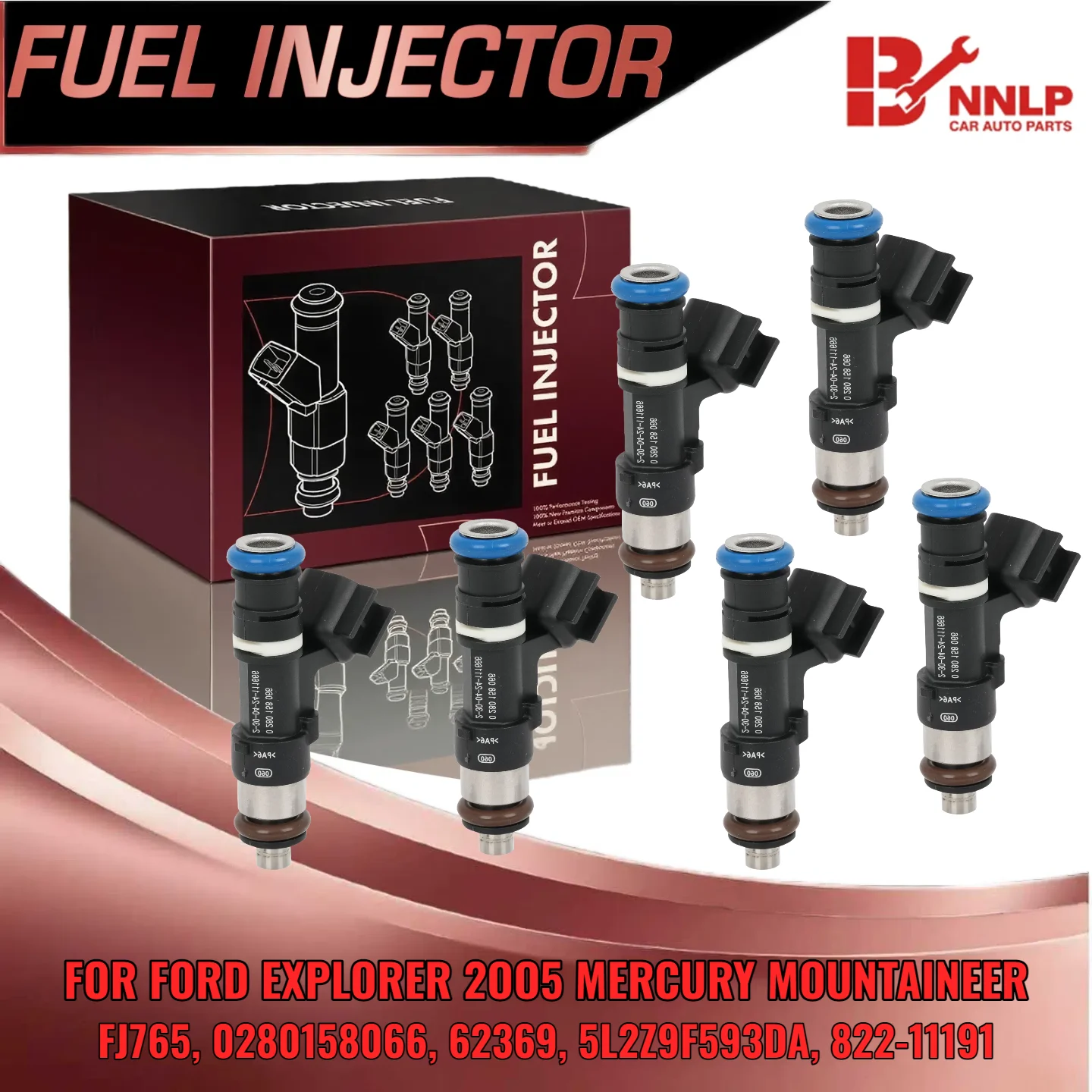 

6pcs Fuel Injector for Ford Explorer for Mercury Mountaineer 2005 V6 4.0L Flex Fuel FJ765 0280158066