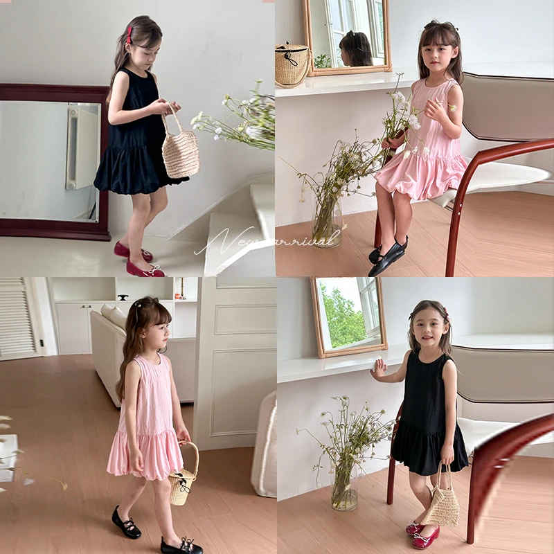 

Girl Dress Children Korean Style Design Sense Foreign Style Dress Fashion Girl Temperament Simple Princess Flower Bud Sundress