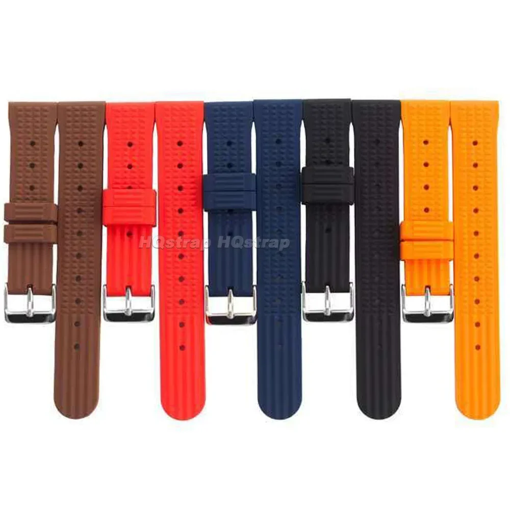 Rubber Waffle Watch Strap 20mm 22mm Soft Silicone Watchband Waterproof Universal Replacement Wristband for Seiko Men Bracelet