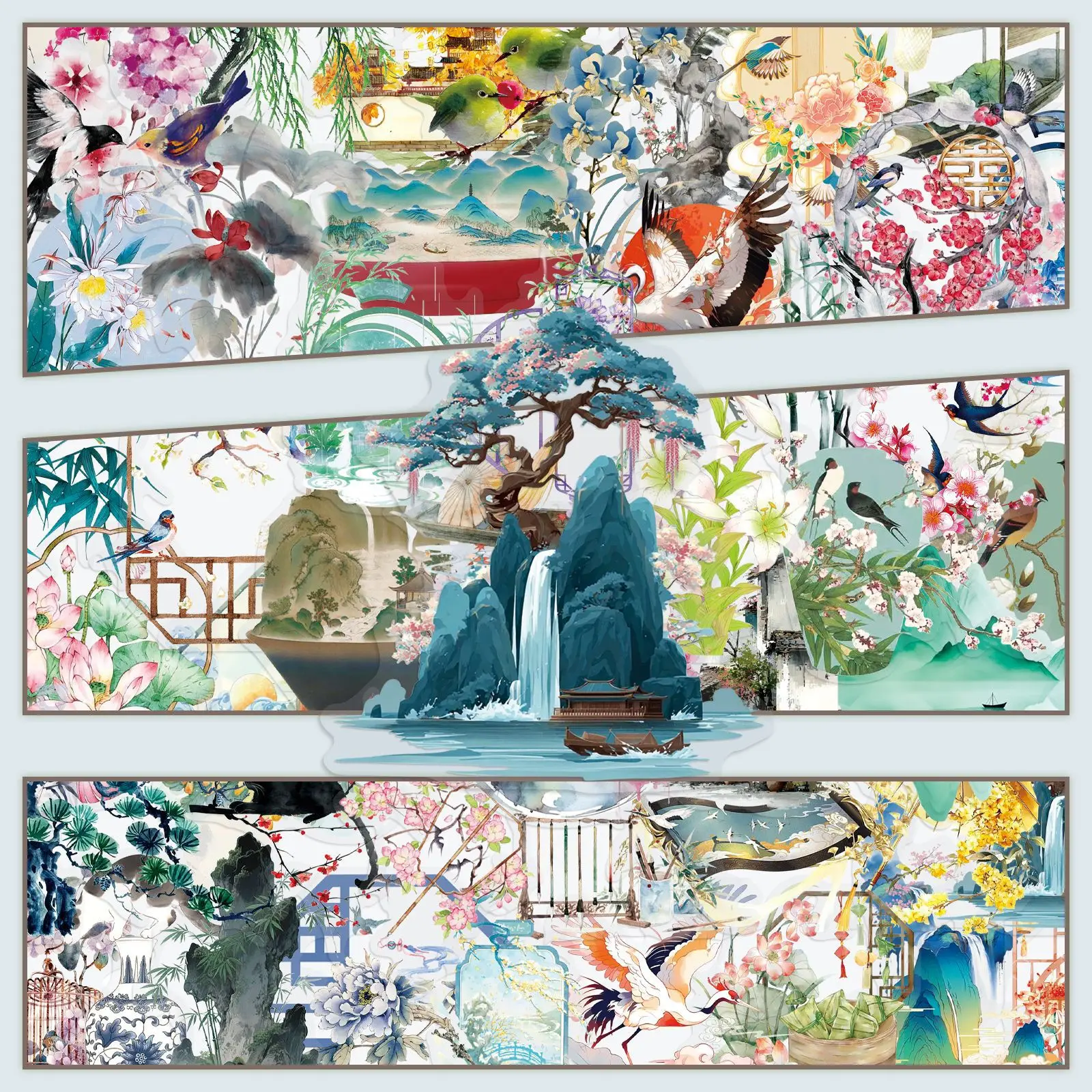 

50PCS Chinese Style Stickers Waterproof Vinyl Landscape For Laptop Phone Notebook Diary Planner Scrapbooking DIY Stationery Gift