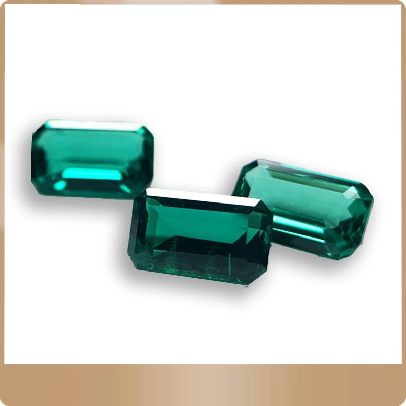 

Lab Grown Emerald Cut Columbian Emeralds Hydrothermal Hand Cutting Advanced Jewelry Making Materials 0.12-0.55ct AGL Certificat