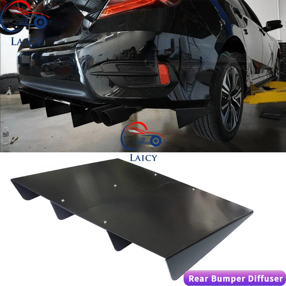 LAICY For Honda Civic Sedan Coupe Rear Bumper Diffuser 4-Fin Spoiler Lower Lip Splitter Lower Chin Fins Car Body Kits