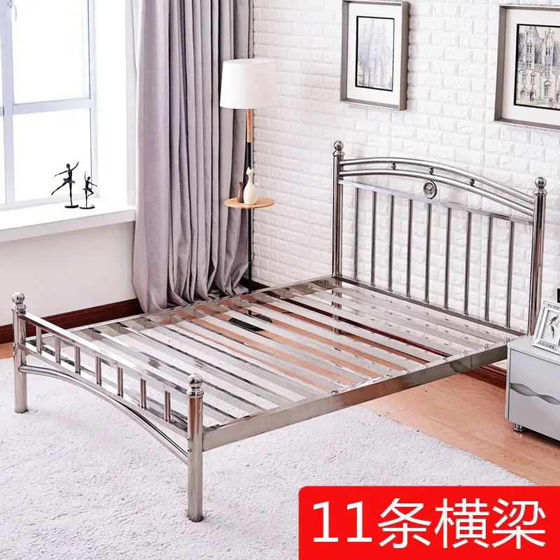 bed Stainless steel 1.5 meters, 1.8 thick double , modern and simple home rental room, 1.2 meters stainless steel frame