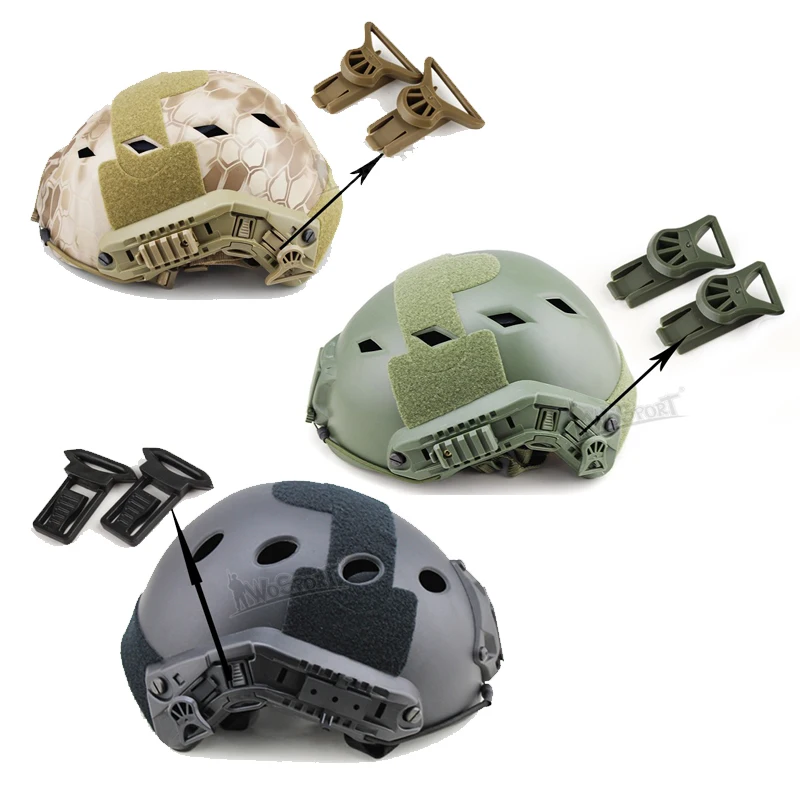 Tactical Airsoft CS Fast Helmet Accessories,Goggles Swivel Clips/Picatinny Adapter/Nylon Rope for Guide Rails/NVG Mount Adapter