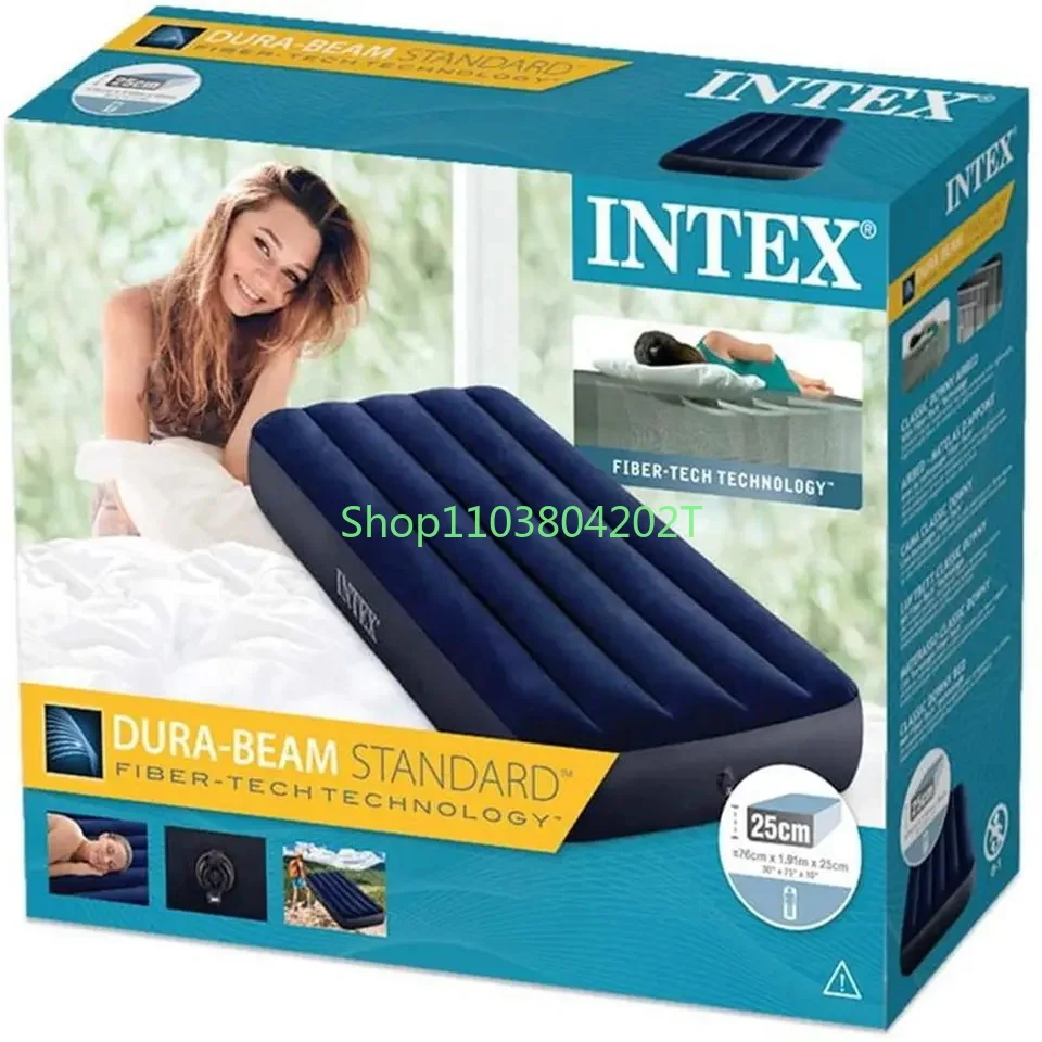 Intex 64756 oświetlony Colchones Inflavel Matelas przenośny składany do spania dmuchane materace nadmuchiwany Gonflable 76CM 2.26Kg niebieski