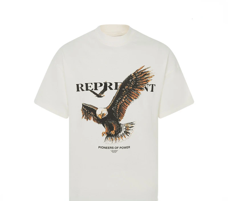 Eagle Pattern Design Print Cotton Material Round Neck Short Sleeve T-shirt Personality Fashion Trend Versatile Men's and Women's