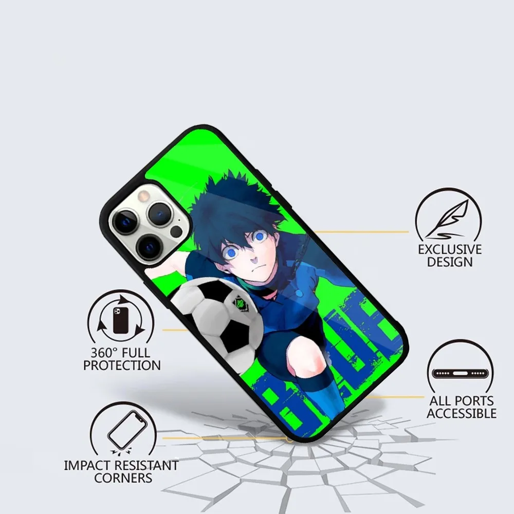 BLUE L-LOCK Anime Phone Case For iPhone 15,14,13,12,11,Plus,Pro,Max Mini Magsafe Magnetic Wireless Charging