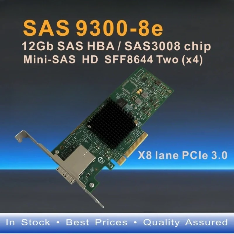 SATA+SAS Pci-e 3.0 Low Profile Host Bus Adapter   LSI SAS 9300-8e LSI00343 8-port 12Gb/s