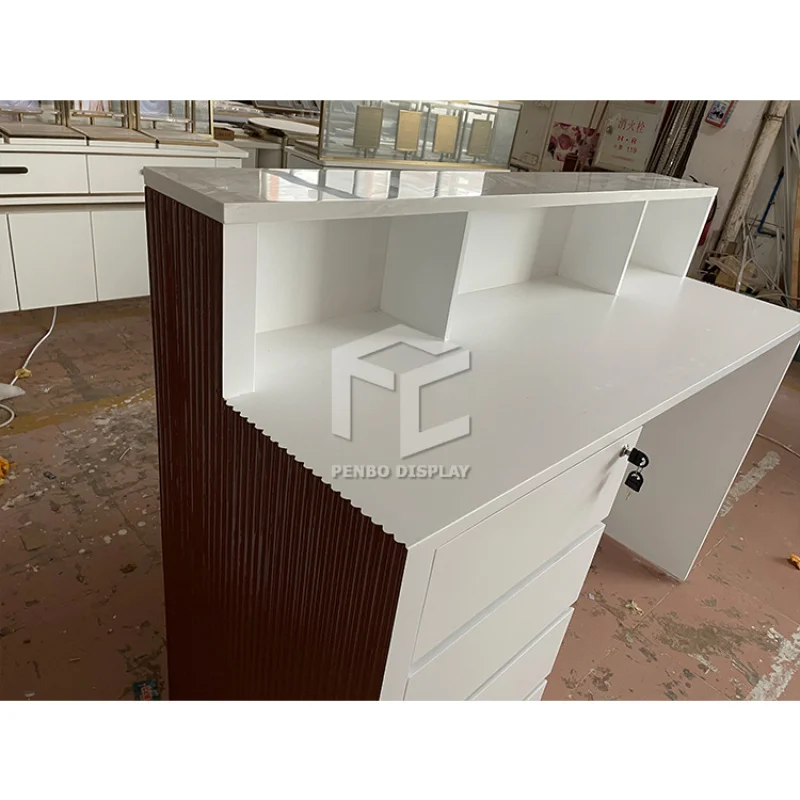 2025customized.High quality supermarket cashier design round checkout counter store