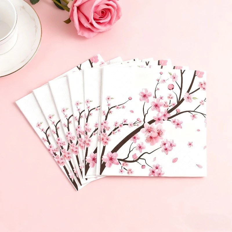 40 Sakura-Partyservietten – Themen-Cocktailservietten, verbessern das Event-Erlebnis, für festliche Anlässe, saugfähige Servietten, langlebiges Papier – Detail 3