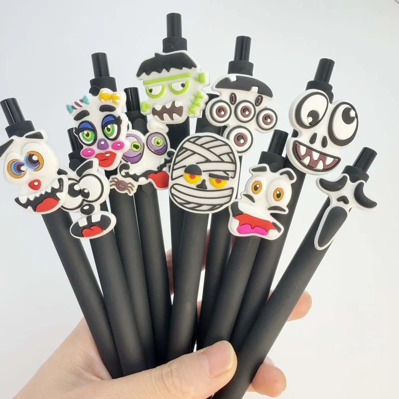 20/30pcs  Creative, simple, and cute Halloween-themed retractable gel pen with funny ghost faces and spooky designs Random Color