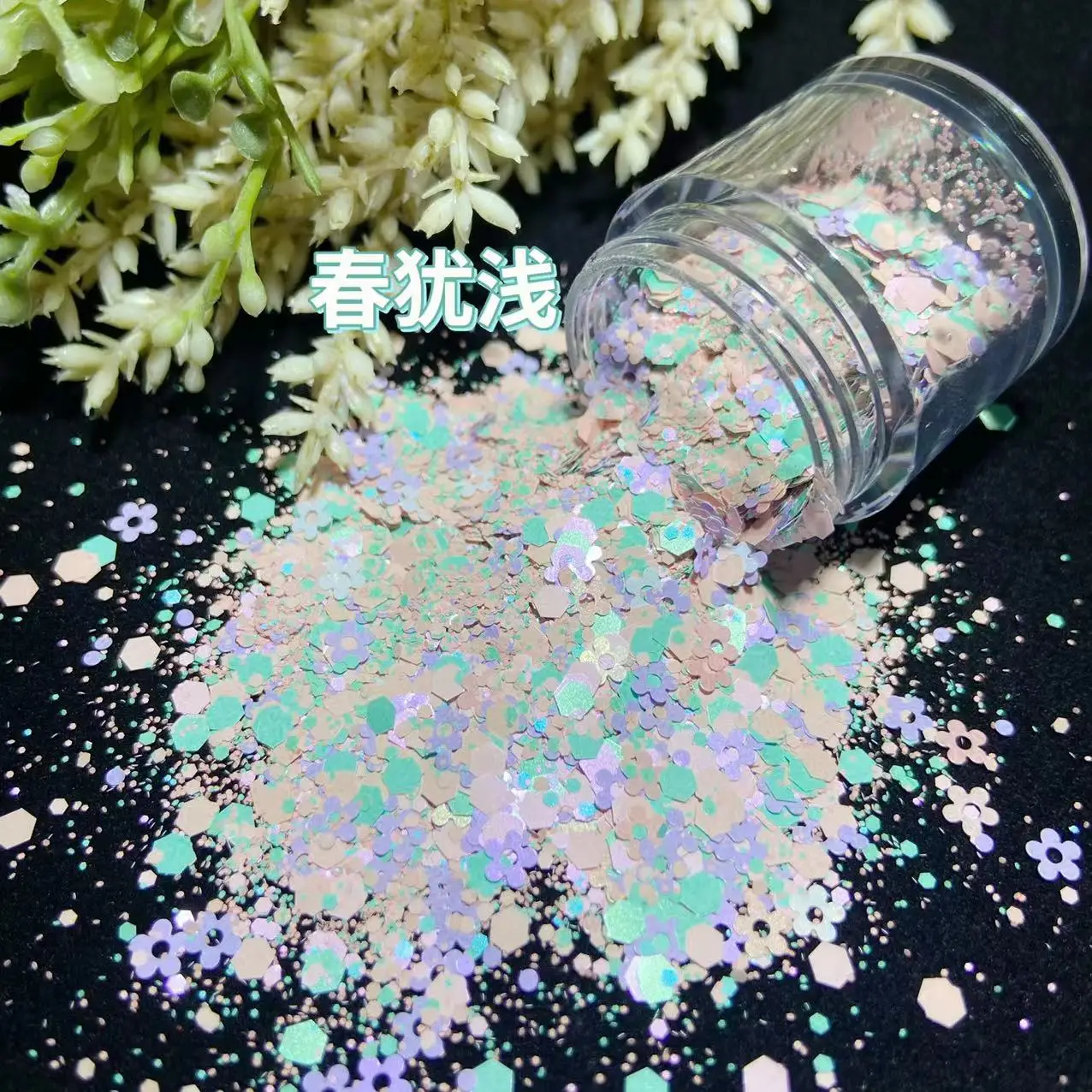 10 g/saco neon flor estrela misturada prego glitter lantejoulas macarons cor arte do prego floco para o natal casamento unha gel polonês suprimentos