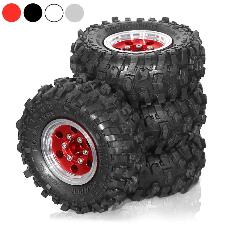 4pcs 51mm 1.0" Metal Beadlock Wheel Tire Set For 1/18 1/24 RC Crawler Car TRX4M SCX24 AX24 FCX24 Upgrade Parts Accessories